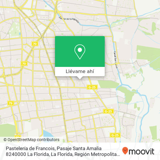 Mapa de Pastelería de Francois, Pasaje Santa Amalia 8240000 La Florida, La Florida, Región Metropolitana de Santiago