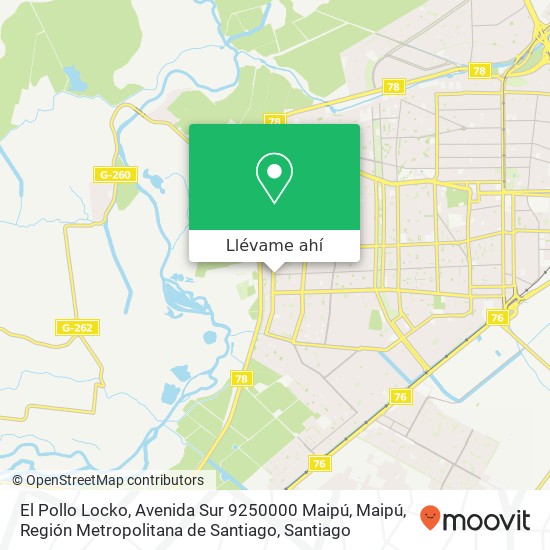 Mapa de El Pollo Locko, Avenida Sur 9250000 Maipú, Maipú, Región Metropolitana de Santiago