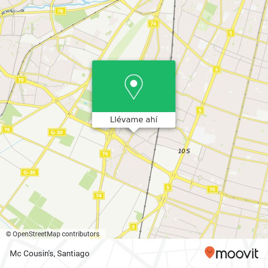 Mapa de Mc Cousin's, Avenida Presidente Eduardo Frei Montalva 9120000 Lo Espejo, Lo Espejo, Región Metropolitana de Sant