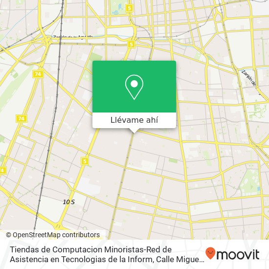 Mapa de Tiendas de Computacion Minoristas-Red de Asistencia en Tecnologias de la Inform, Calle Miguel León Prado 1081 8900000 San Miguel, San Miguel, Región Metropolitana de Santiago