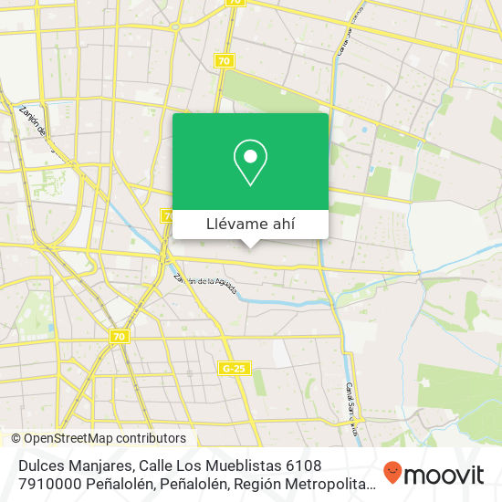 Mapa de Dulces Manjares, Calle Los Mueblistas 6108 7910000 Peñalolén, Peñalolén, Región Metropolitana de Santiago