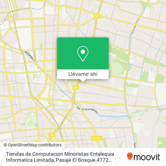 Mapa de Tiendas de Computacion Minoristas-Entelequia Informatica Limitada, Pasaje El Bosque 4772 7910000 Peñalolén, Peñalolén, Región Metropolitana de Santiago