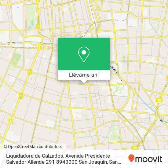Mapa de Liquidadora de Calzados, Avenida Presidente Salvador Allende 291 8940000 San Joaquín, San Joaquín, Región Metropolitana de S