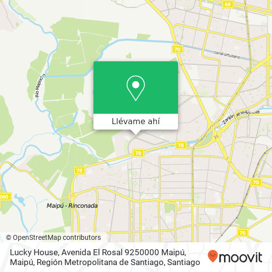 Mapa de Lucky House, Avenida El Rosal 9250000 Maipú, Maipú, Región Metropolitana de Santiago