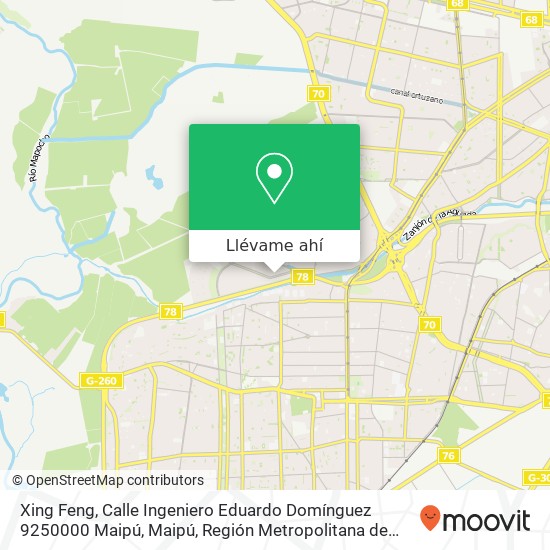 Mapa de Xing Feng, Calle Ingeniero Eduardo Domínguez 9250000 Maipú, Maipú, Región Metropolitana de Santiago