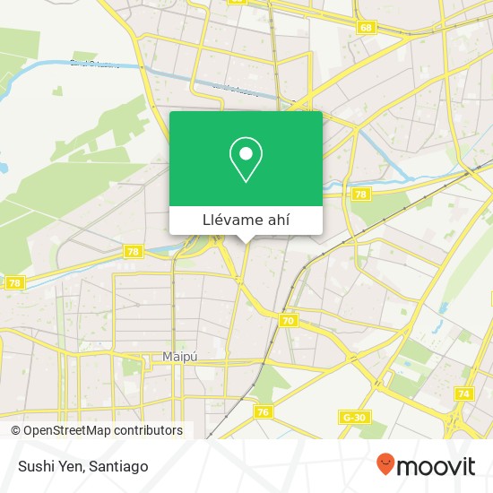 Mapa de Sushi Yen, Avenida Segunda Transversal 3830 9250000 Maipú, Maipú, Región Metropolitana de Santiago