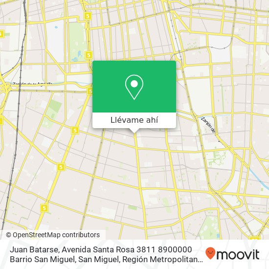 Mapa de Juan Batarse, Avenida Santa Rosa 3811 8900000 Barrio San Miguel, San Miguel, Región Metropolitana de Santiago