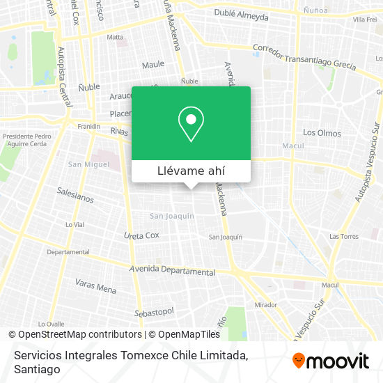 Mapa de Servicios Integrales Tomexce Chile Limitada
