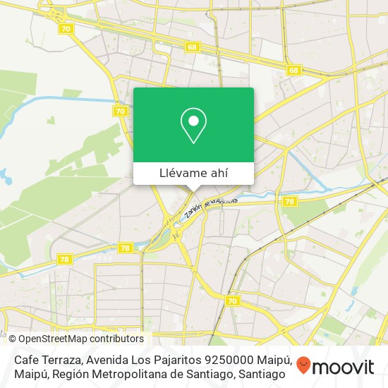 Mapa de Cafe Terraza, Avenida Los Pajaritos 9250000 Maipú, Maipú, Región Metropolitana de Santiago