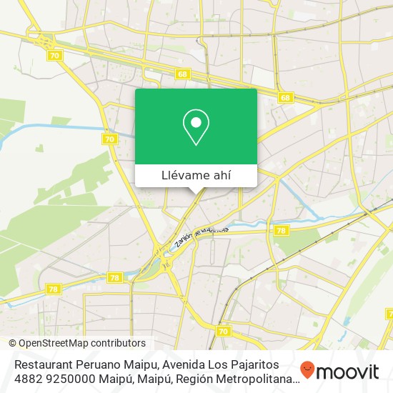 Mapa de Restaurant Peruano Maipu, Avenida Los Pajaritos 4882 9250000 Maipú, Maipú, Región Metropolitana de Santiago