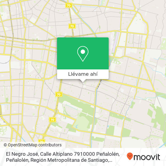 Mapa de El Negro José, Calle Altiplano 7910000 Peñalolén, Peñalolén, Región Metropolitana de Santiago