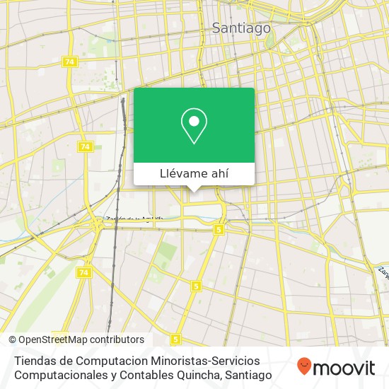 Mapa de Tiendas de Computacion Minoristas-Servicios Computacionales y Contables Quincha, Calle General González Balcarce 2040 8320000 Yarur, Santiago, Región Metropolitana de Santiago