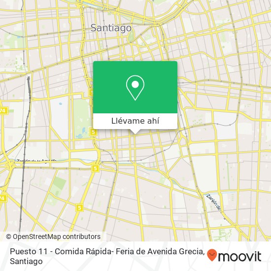 Mapa de Puesto 11 - Comida Rápida- Feria de Avenida Grecia, Calle Ñuble 8320000 Franklin, Santiago, Región Metropolitana de Santiago