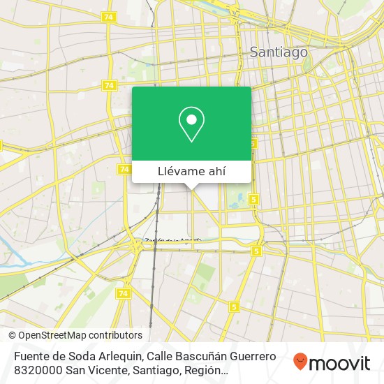 Mapa de Fuente de Soda Arlequin, Calle Bascuñán Guerrero 8320000 San Vicente, Santiago, Región Metropolitana de Santiago