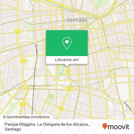 Mapa de Parque Ohiggins. La Chingana de los Abrazos., 8320000 Club Hípico, Santiago, Región Metropolitana de Santiago