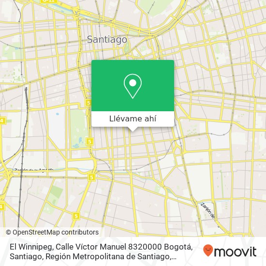 Mapa de El Winnipeg, Calle Víctor Manuel 8320000 Bogotá, Santiago, Región Metropolitana de Santiago