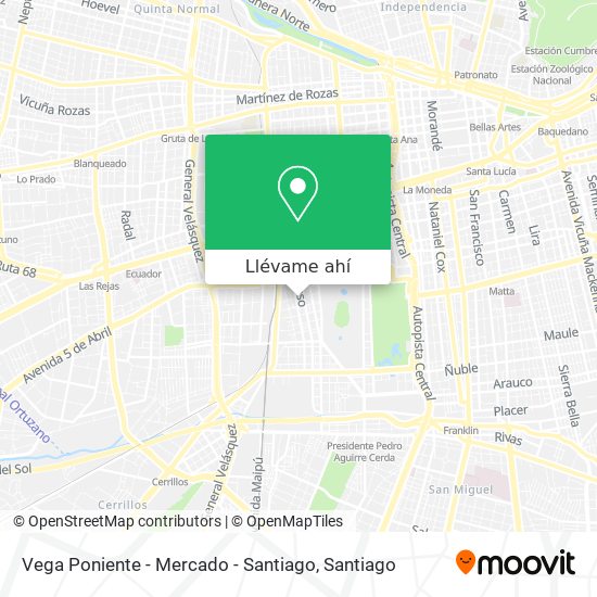 Mapa de Vega Poniente - Mercado - Santiago