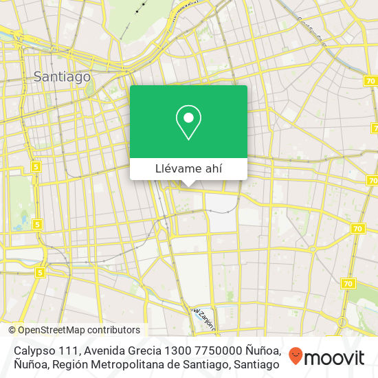 Mapa de Calypso 111, Avenida Grecia 1300 7750000 Ñuñoa, Ñuñoa, Región Metropolitana de Santiago