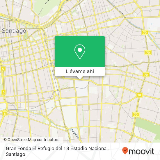 Mapa de Gran Fonda El Refugio del 18 Estadio Nacional, Avenida Grecia 2001 7750000 Ñuñoa, Ñuñoa, Región Metropolitana de Santiago