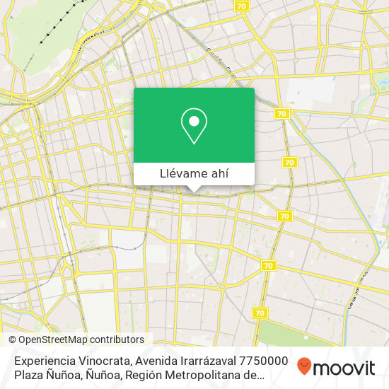 Mapa de Experiencia Vinocrata, Avenida Irarrázaval 7750000 Plaza Ñuñoa, Ñuñoa, Región Metropolitana de Santiago