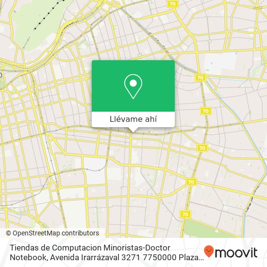 Mapa de Tiendas de Computacion Minoristas-Doctor Notebook, Avenida Irarrázaval 3271 7750000 Plaza Ñuñoa, Ñuñoa, Región Metropolitana de Santiago