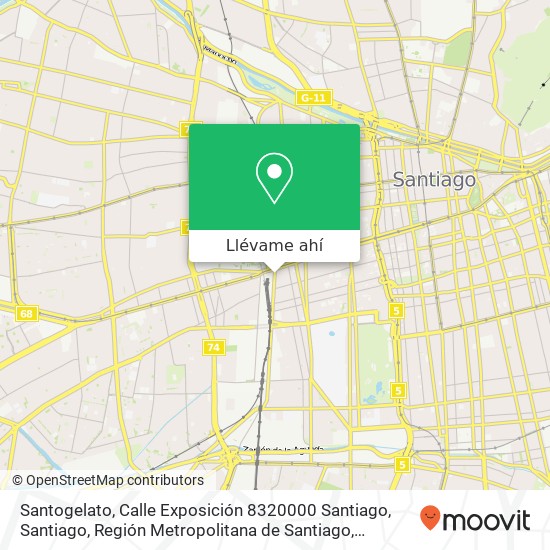 Mapa de Santogelato, Calle Exposición 8320000 Santiago, Santiago, Región Metropolitana de Santiago