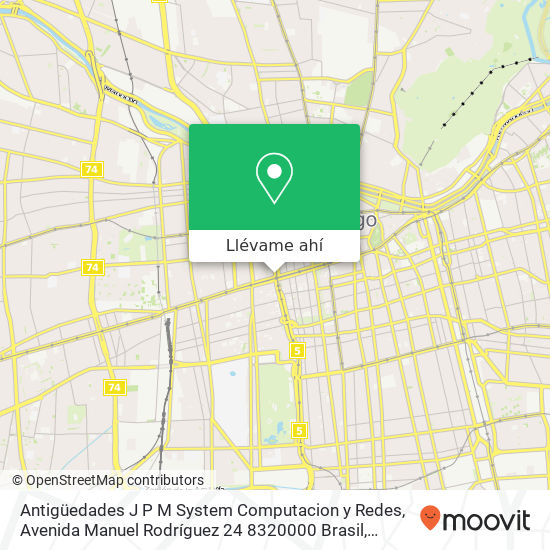 Mapa de Antigüedades J P M System Computacion y Redes, Avenida Manuel Rodríguez 24 8320000 Brasil, Santiago, Región Metropolitana de Santiago