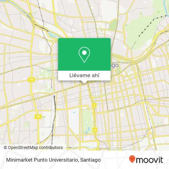Mapa de Minimarket Punto Universitario, Avenida Libertador Bernardo O'Higgins 1888 8320000 Universitario de Santiago, Santiago, Región Metr