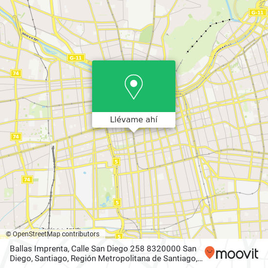 Mapa de Ballas Imprenta, Calle San Diego 258 8320000 San Diego, Santiago, Región Metropolitana de Santiago