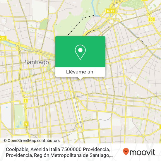 Mapa de Coolpable, Avenida Italia 7500000 Providencia, Providencia, Región Metropolitana de Santiago