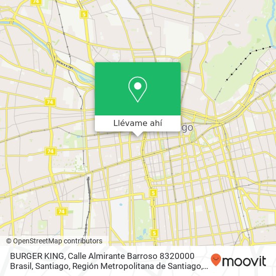 Mapa de BURGER KING, Calle Almirante Barroso 8320000 Brasil, Santiago, Región Metropolitana de Santiago