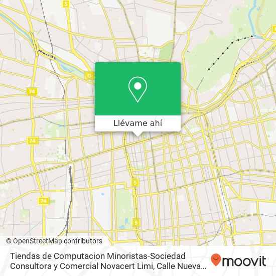 Mapa de Tiendas de Computacion Minoristas-Sociedad Consultora y Comercial Novacert Limi, Calle Nueva Amunategui 8320000 Centro Histórico, Santiago, Región Metropolitana de Santiago