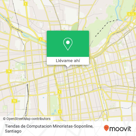 Mapa de Tiendas de Computacion Minoristas-Soponline, Calle Nueva York 8320000 Centro Histórico, Santiago, Región Metropolitana de Santiago