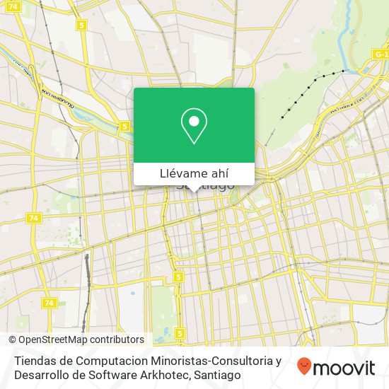 Mapa de Tiendas de Computacion Minoristas-Consultoria y Desarrollo de Software Arkhotec, Calle Huérfanos 8320000 Centro Histórico, Santiago, Región Metropolitana de Santiago