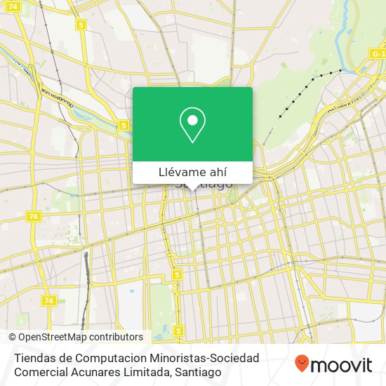 Mapa de Tiendas de Computacion Minoristas-Sociedad Comercial Acunares Limitada, Calle Huérfanos 8320000 Centro Histórico, Santiago, Región Metropolitana de Santiago