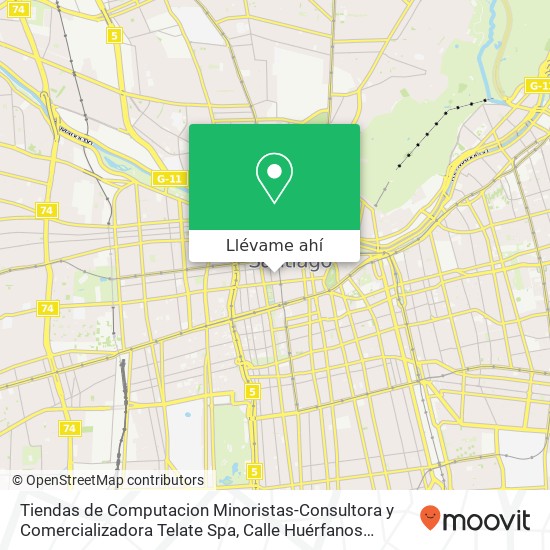 Mapa de Tiendas de Computacion Minoristas-Consultora y Comercializadora Telate Spa, Calle Huérfanos 8320000 Centro Histórico, Santiago, Región Metropolitana de Santiago