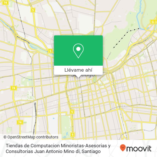 Mapa de Tiendas de Computacion Minoristas-Asesorias y Consultorias Juan Antonio Mino di, Calle Huérfanos 8320000 Centro Histórico, Santiago, Región Metropolitana de Santiago