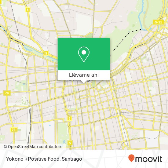 Mapa de Yokono +Positive Food, Calle Agustinas 859 8320000 Centro Histórico, Santiago, Región Metropolitana de Santiago