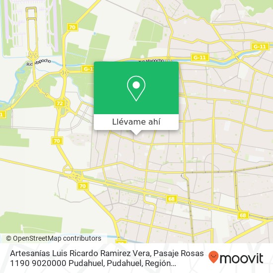 Mapa de Artesanías Luis Ricardo Ramirez Vera, Pasaje Rosas 1190 9020000 Pudahuel, Pudahuel, Región Metropolitana de Santiago