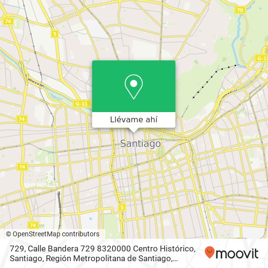 Mapa de 729, Calle Bandera 729 8320000 Centro Histórico, Santiago, Región Metropolitana de Santiago