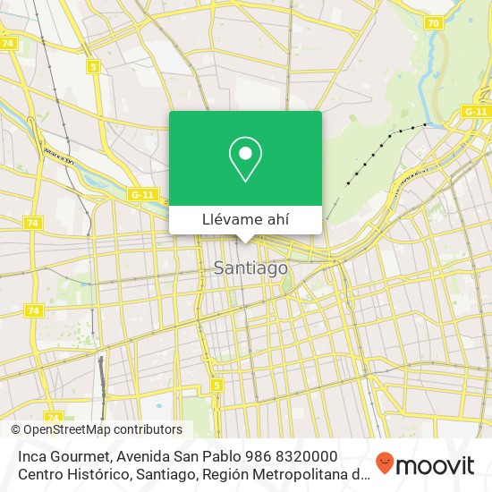 Mapa de Inca Gourmet, Avenida San Pablo 986 8320000 Centro Histórico, Santiago, Región Metropolitana de Santiago