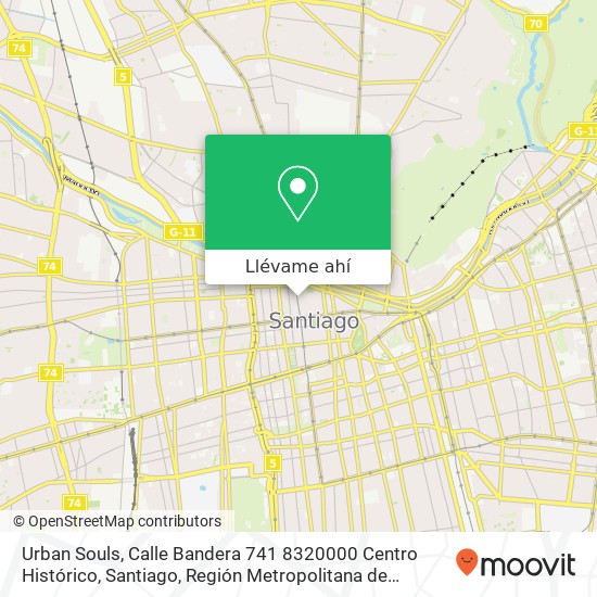 Mapa de Urban Souls, Calle Bandera 741 8320000 Centro Histórico, Santiago, Región Metropolitana de Santiago