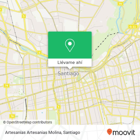 Mapa de Artesanías Artesanias Molina, Calle Santo Domingo 843 8320000 Centro Histórico, Santiago, Región Metropolitana de Santiago