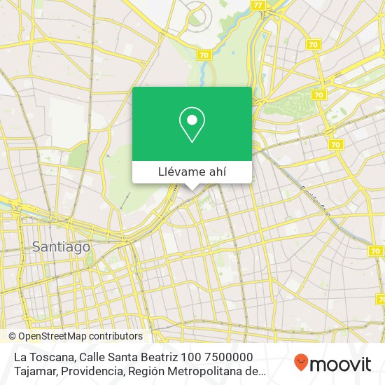 Mapa de La Toscana, Calle Santa Beatriz 100 7500000 Tajamar, Providencia, Región Metropolitana de Santiago