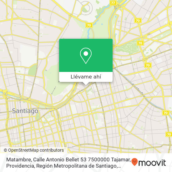 Mapa de Matambre, Calle Antonio Bellet 53 7500000 Tajamar, Providencia, Región Metropolitana de Santiago