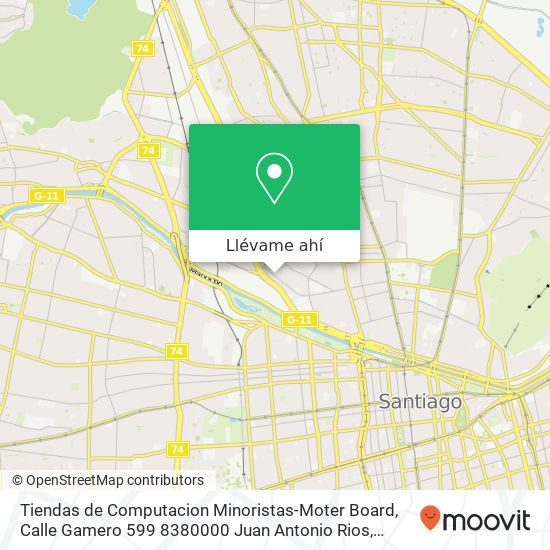 Mapa de Tiendas de Computacion Minoristas-Moter Board, Calle Gamero 599 8380000 Juan Antonio Rios, Independencia, Región Metropolitana de Santiago