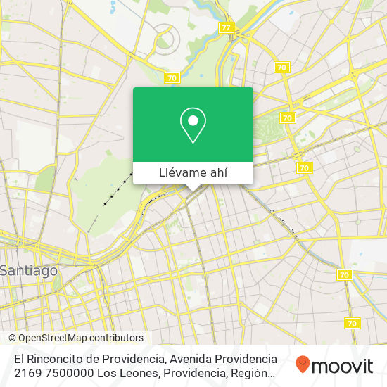 Mapa de El Rinconcito de Providencia, Avenida Providencia 2169 7500000 Los Leones, Providencia, Región Metropolitana de Santiago