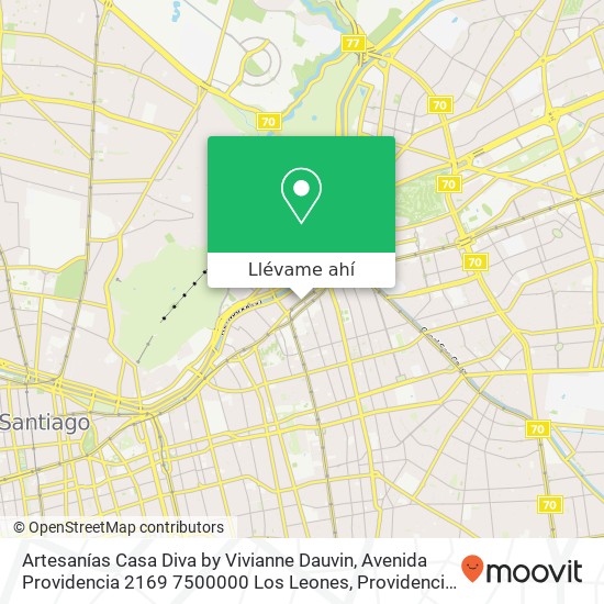 Mapa de Artesanías Casa Diva by Vivianne Dauvin, Avenida Providencia 2169 7500000 Los Leones, Providencia, Región Metropolitana de Santiago