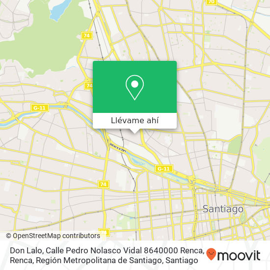 Mapa de Don Lalo, Calle Pedro Nolasco Vidal 8640000 Renca, Renca, Región Metropolitana de Santiago