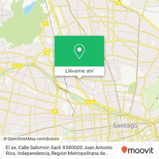 Mapa de El as, Calle Salomón Sack 8380000 Juan Antonio Rios, Independencia, Región Metropolitana de Santiago